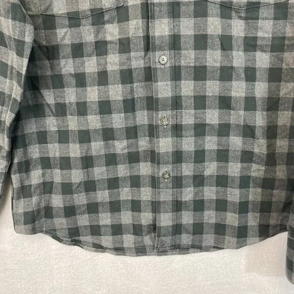 Untuckit Flannel Button Up Shirt Mens Medium Green Plaid Vigouroux Wrinkle Free - Picture 6 of 15